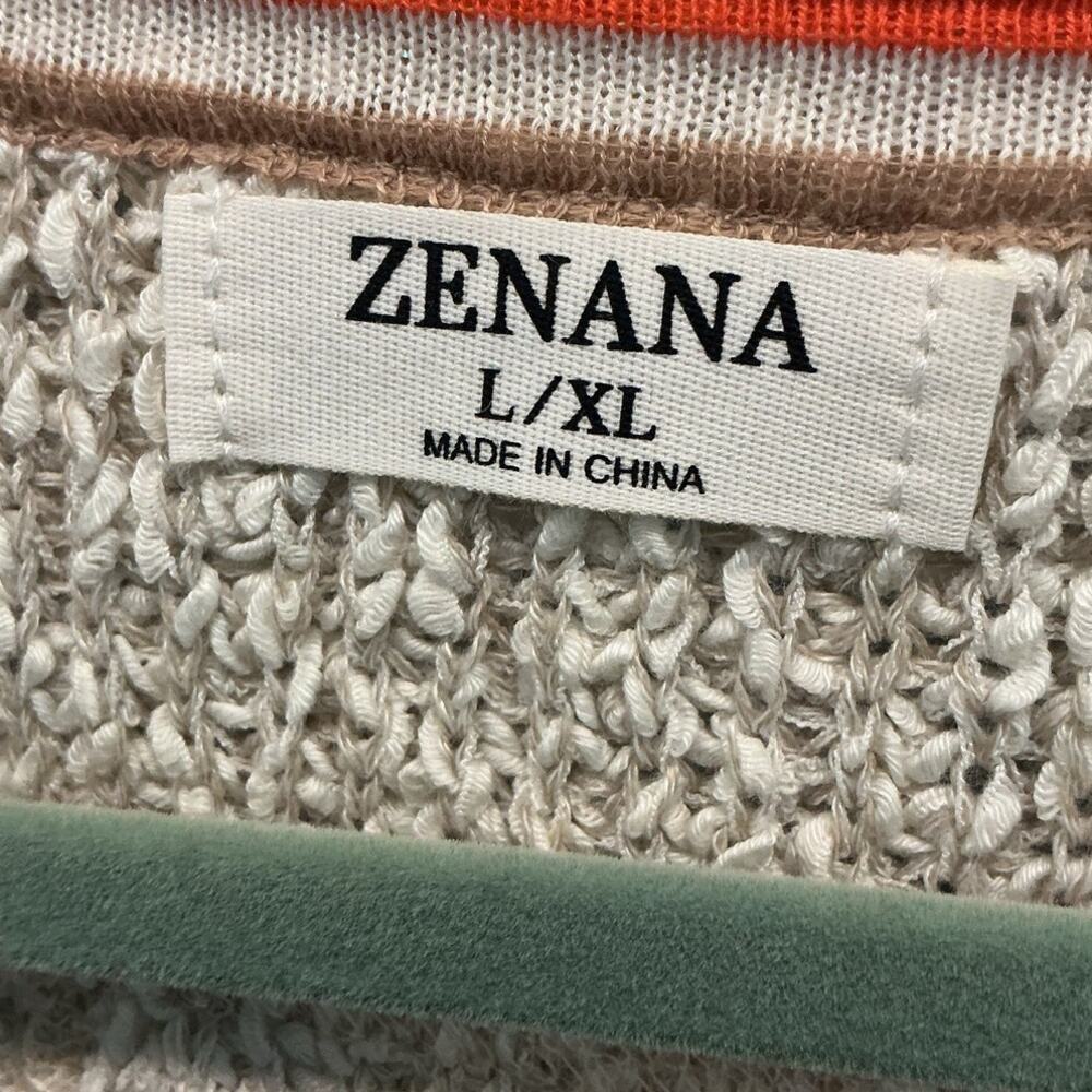 Zenana Short Sleeve Oversized Sweater L XL Cream Beige Boho Beach Casual Vacay - Picture 3 of 7